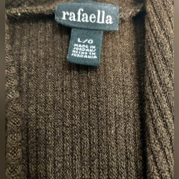 Rafaella Open Front Cardigan 3/4 Sleeve Brown Sweater Size Large GUC - Picture 4 of 5